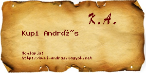 Kupi András névjegykártya